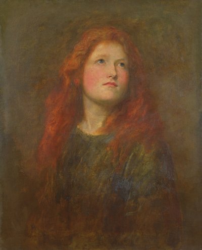 Portretstudie van een meisje met rood haar door George Frederick Watts